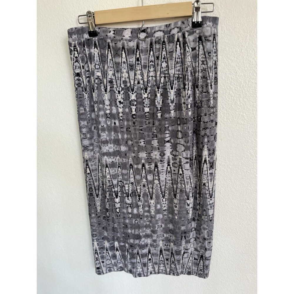 Matty m Pencil Skirt Womens Medium Gray Graphic Pull-on Soft Lined Boho Chic